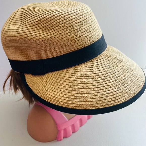 August Hats Packable Straw Sun Hat Beach Resort Cloche Bucket OSFM August Hats Packable Straw Sun Hat Womens Adjustable Beach  main image 4